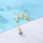Cubic Zirconia Star Natural Quartz Shell Pearl 925 Silver Dangling Earrings