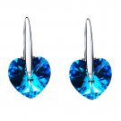 Fashion Heart Austrian Crystal 925 Sterling Silver Hook Earrings