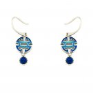 Blue Knot Lapis/Red Agate 925 Sterling Silver Enamel Dangle Earrings