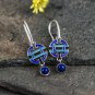 Blue Knot Lapis/Red Agate 925 Sterling Silver Enamel Dangle Earrings