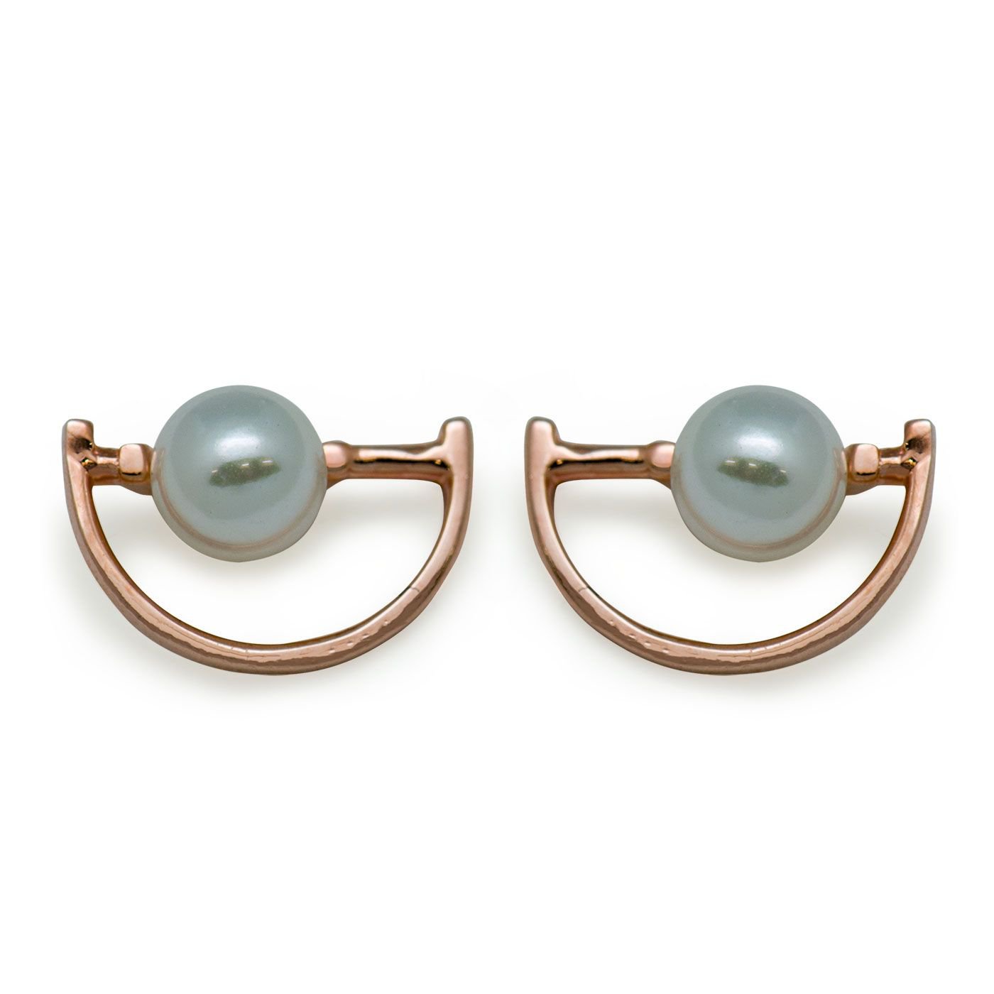 D Shape White Shell Pearl 925 Sterling Silver Stud Earrings