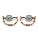 D Shape White Shell Pearl 925 Sterling Silver Stud Earrings