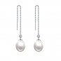 Oval Natural Pearl 925 Sterling Silver Dangling Earrings