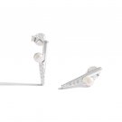 Fashion Round Shell Pearls CZ Strips 925 Sterling Silver Stud Earrings