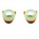 White Pearl Simple Cat Gift Elegant 925 Sterling Silver Stud Earrings