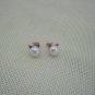 White Pearl Simple Cat Gift Elegant 925 Sterling Silver Stud Earrings