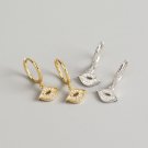 Cubic Zirconia Lip Kiss 925 Sterling Silver Hoop Earrings