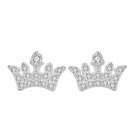Cubic Zirconia Crown Queen 925 Sterling Silver Stud Earrings