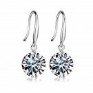 Round Cubic Zirconia Classic 925 Sterling Silver Dangling Earrings