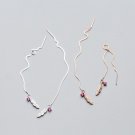 Leaves Feather Cubic Zirconia 925 Silver Dangling Earrings