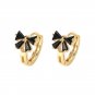 Beautiful Black CZ Bowknot 925 Sterling Silver Hoop Earrings