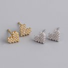 Gift Micro Setting CZ Heart 925 Sterling Silver Sweet Stud Earrings