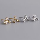 Mini Girl CZ Bow-knot 925 Sterling Silver Sweet Stud Earrings