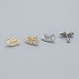 Modern Rectanger CZ Sector 925 Sterling Silver Screw Stud Earrings