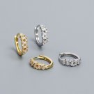Geometry Rectangle CZ 925 Sterling Silver Stacker Hoop Earrings