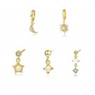 Created Opal Crescent Moon Stars 925 Sterling Silver Dangling Earring (single) Created Opal Crescent Moon Stars 925 Sterling Silver Dangling Earring (single)