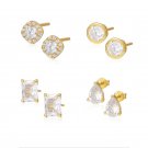 Office Simple CZ Geometry Waterdrop 925 Sterling Silver Stud Earrings