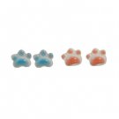 Cute Cat Paw Animal 925 Sterling Silver Stud Earrings