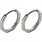 Octagon 925 Sterling Silver Hoop Earrings