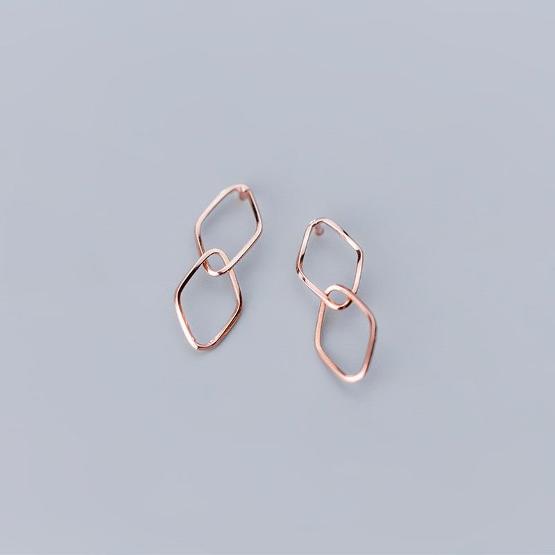 Rhombus 925 Sterling Silver Dangling Earrings