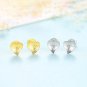 Honey Moon Drawing Heart 925 Sterling Silver Studs Earrings