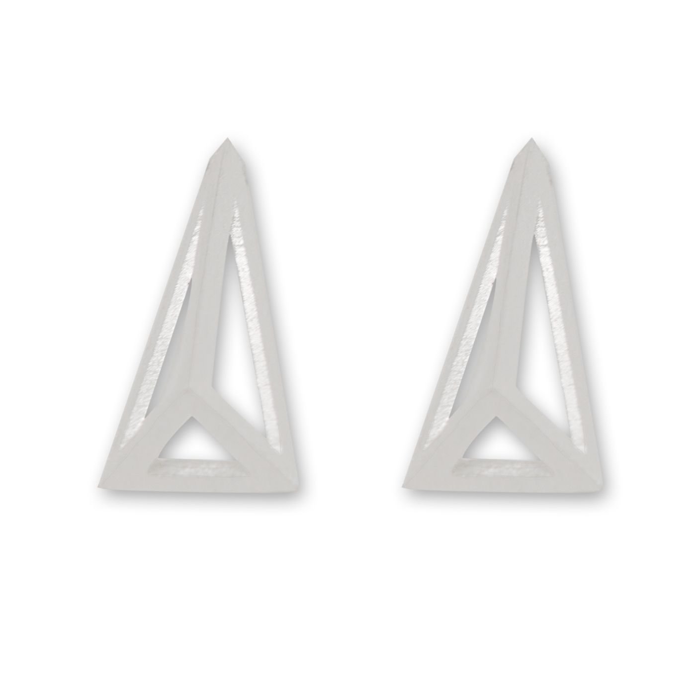 Hollow Triangle Line 925 Sterling Silver Stud Earrings