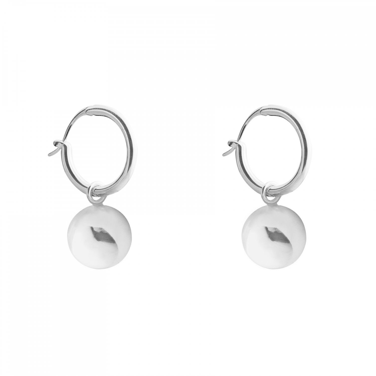 Cute Round Beads Ball 925 Sterling Silver Hoop Earrings