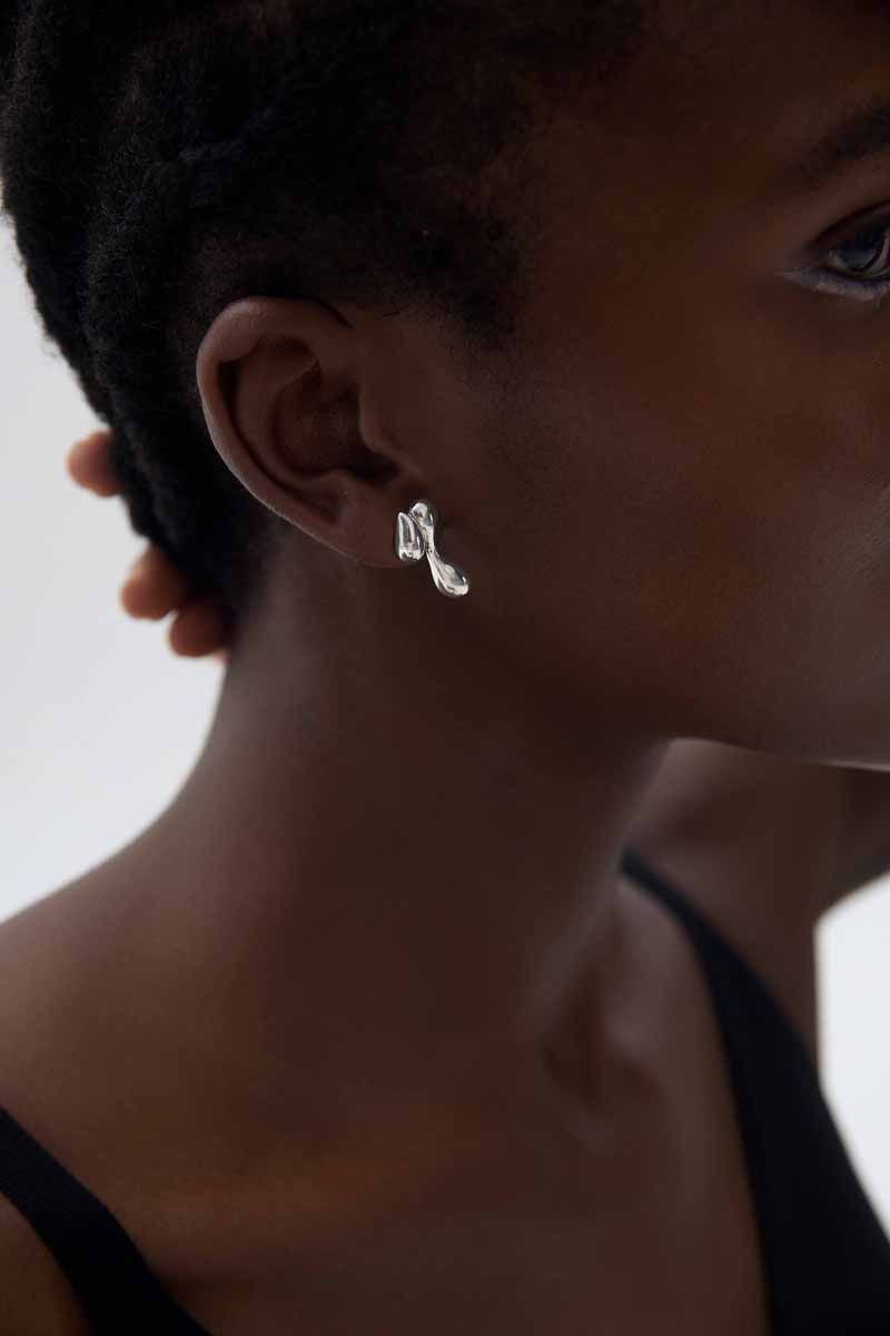 Chunky Drop Waters Hypoallergenic S999 Sterling Silver Statement Earrings