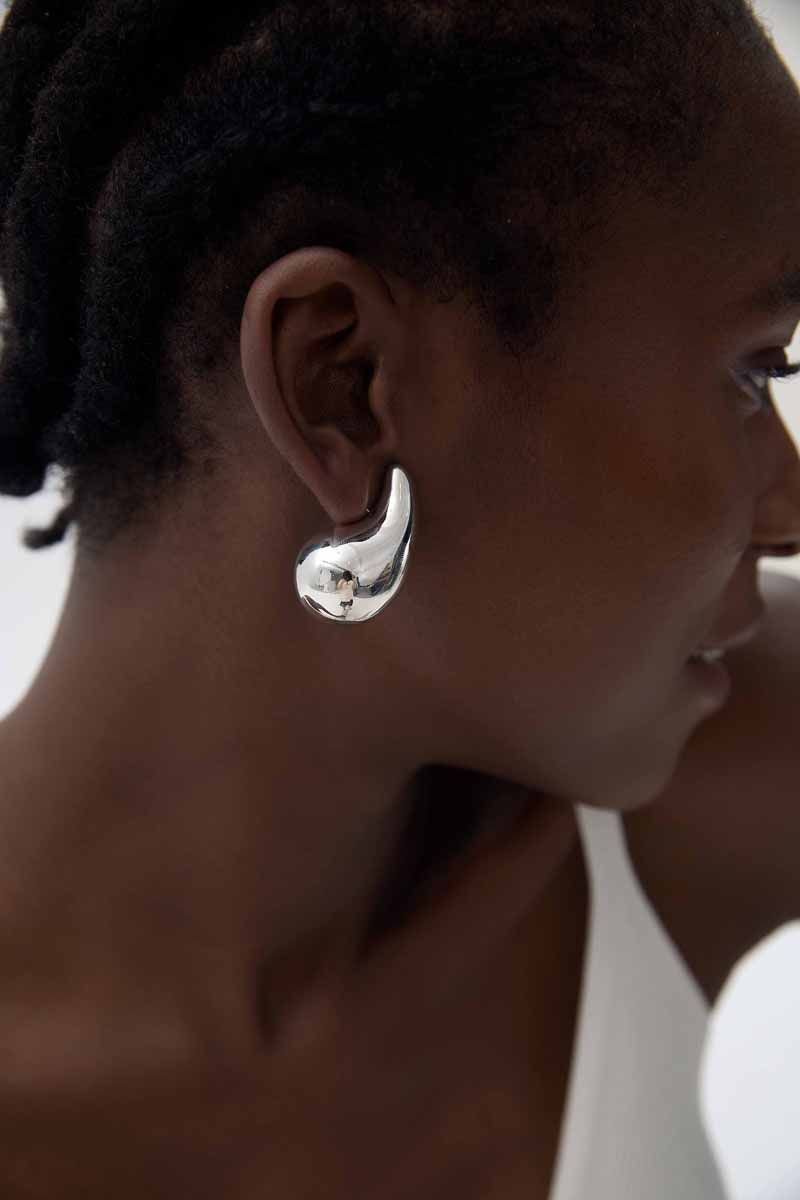 Party Large Drop Water S999 Sterling Silver Stud Earrings (Pre-Sale)