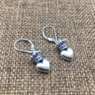 Vintage Crown Heart 925 Sterling Silver Leverback Dangling Earring (Single)