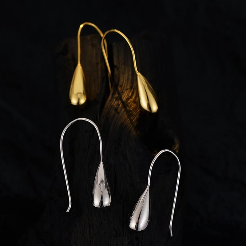 Women Drop Water Simple 925 Sterling Silver Dangling Earring (Single)