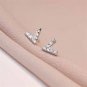 Cute Mini Windmill Stars CZ V 925 Sterling Silver Stud Earrings
