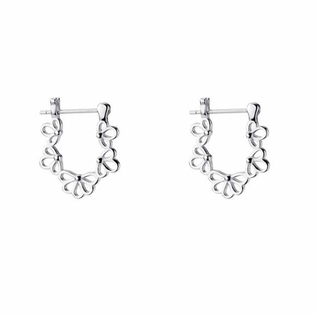 Delicate Hollow Flowers Circle 925 Sterling Silver Leverback Earrings