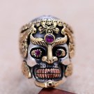 Vintage Skeleton Skull King 925 Silver Men Ring