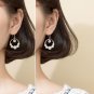 Double Shell Pearls Circles Cubic Zirconia 925 Silver Dangling Earrings