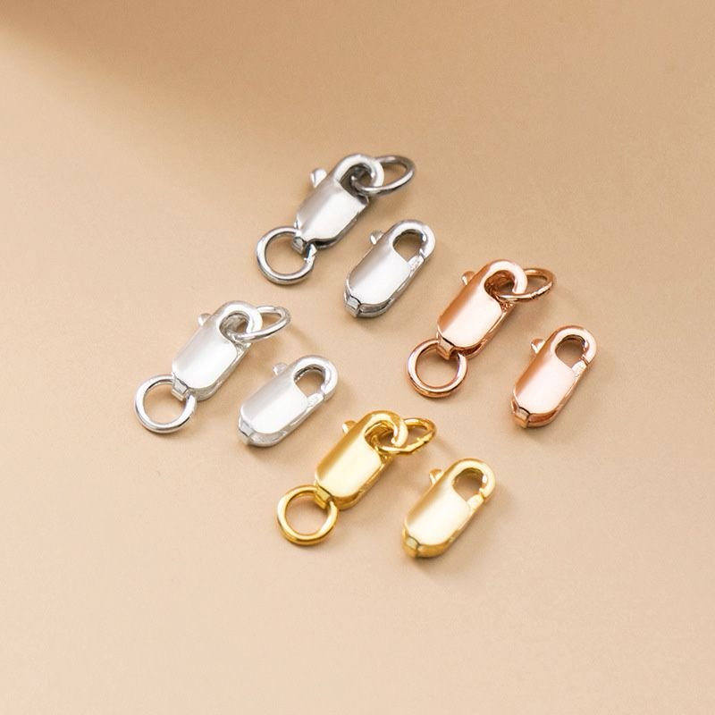 Simple 925 Sterling Silver Square Lobster Clasp