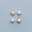 Simple Round CZ 925 Sterling Silver DIY Charms