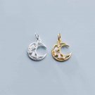 Fashion CZ Crescent Moon 925 Sterling Silver DIY Charms