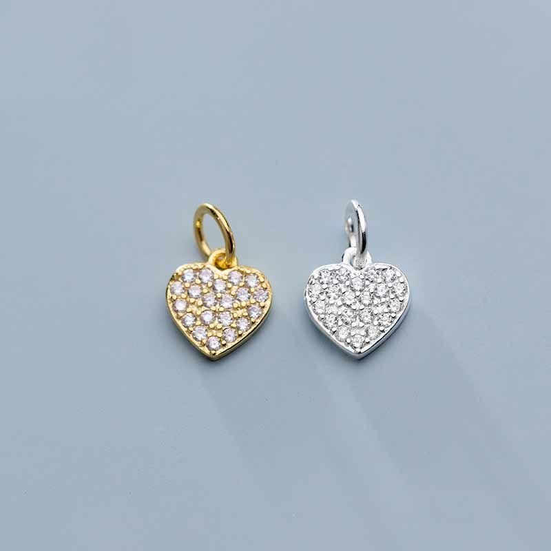 DIY CZ Heart 925 Sterling Silver Charms