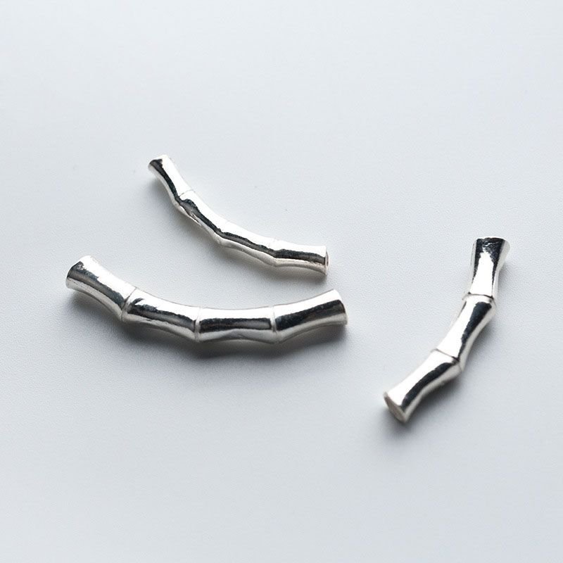 Simple Thin Bamboo Joint Solid 925 Sterling Silver DIY Tubes