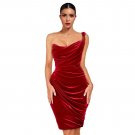 One Shoulder Sleeveless Asymmetrical Mini Bodycon Dress