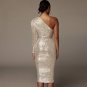 One Shoulder Sequins Asymmetrical Over Knee Sexy Backless Dress