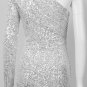 One Shoulder Sequins Asymmetrical Over Knee Sexy Backless Dress