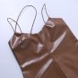 V Neck Strappy Leather Bodycon Dress