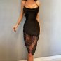 Lace Patchwork Satin Sexy Party Club Strapless Midi Dress