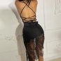 Lace Patchwork Satin Sexy Party Club Strapless Midi Dress