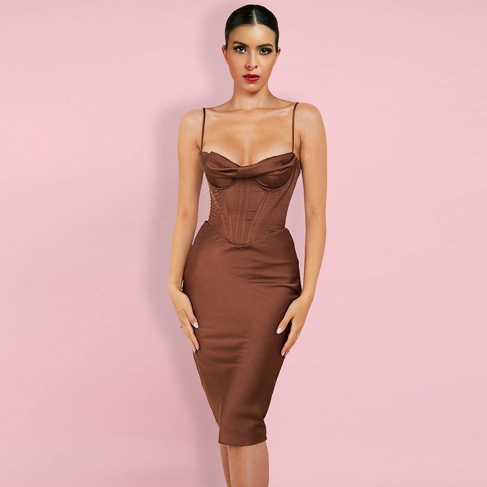 Strappy Sleeveless Striped Midi Bodycon Dress