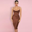 Strappy Sleeveless Striped Midi Bodycon Dress