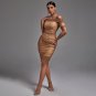 Off Shoulder Short Sleeve Ruched Midi Bodycon Dress