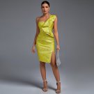 One Shoulder Sleeveless Frill Midi Bodycon Dress